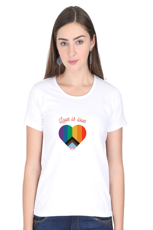 Love Is Love Women's Pride Month T-Shirt - Classic White Round Neck